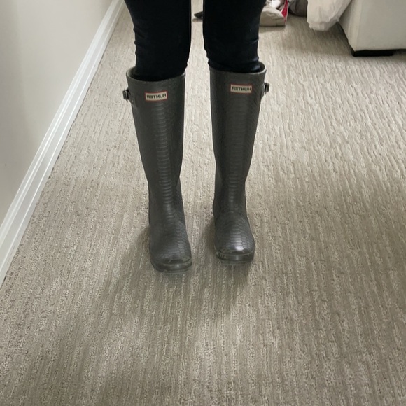 HUNTER TALL GRAY RAIN BOOTS SIZE 7.5 - Picture 4 of 4